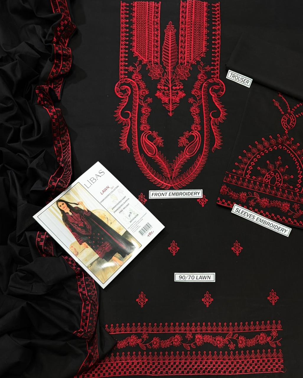 LIBAS, PURE LAWN 3PC EMBROIDERED