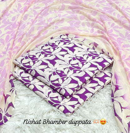 Nishat premium Lawn with bhamber dupatta 12 colors
