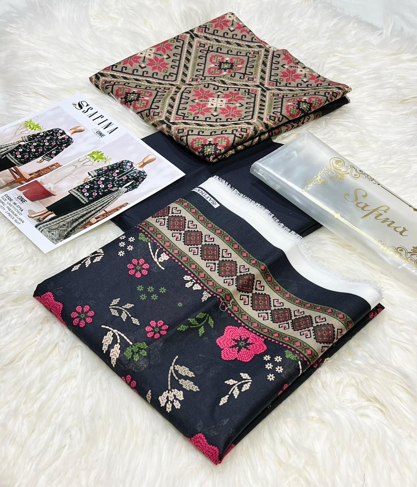 Safina digital printed lawn shirt, dupatta and trouser 10 colors