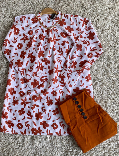 New arrival stitched  2 piece printed shirt and button palazzo