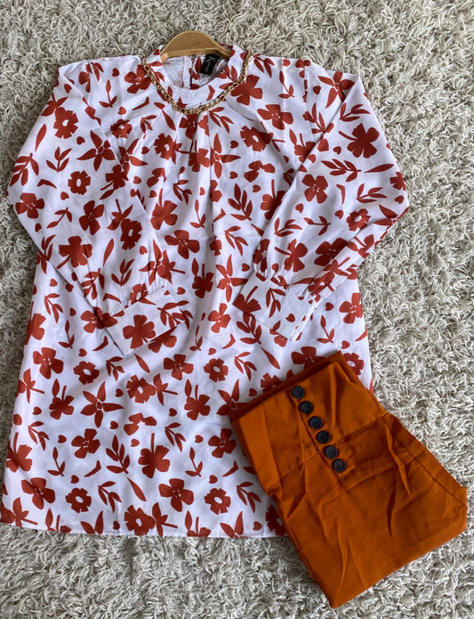 New Arrival Stitched 2 piece printed shirt and button palazzo*✨