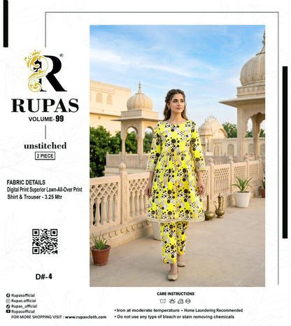 RUPAS, Digital Print fine Lawn, Shirt & Trouser