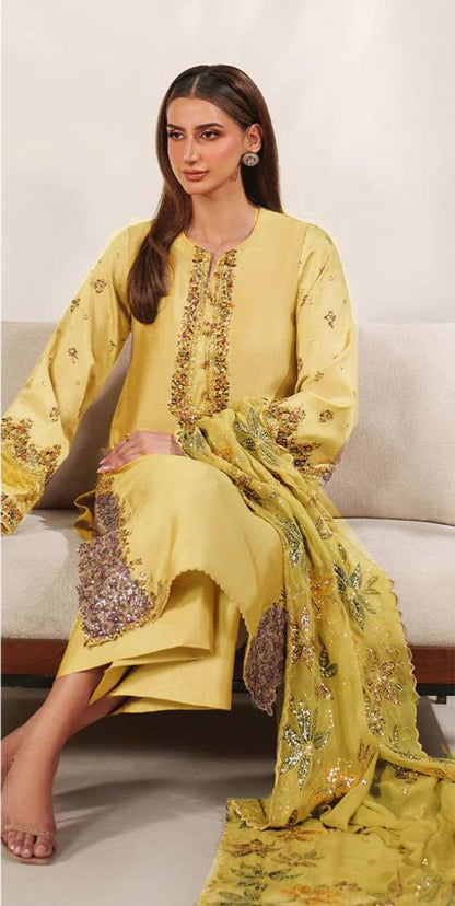 Iznik, 03PCS UNSTITCHED SUIT,lawn90/88*