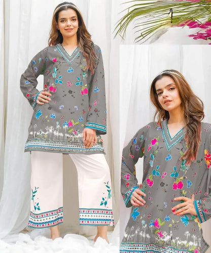Swiss lawn digital print coord dress