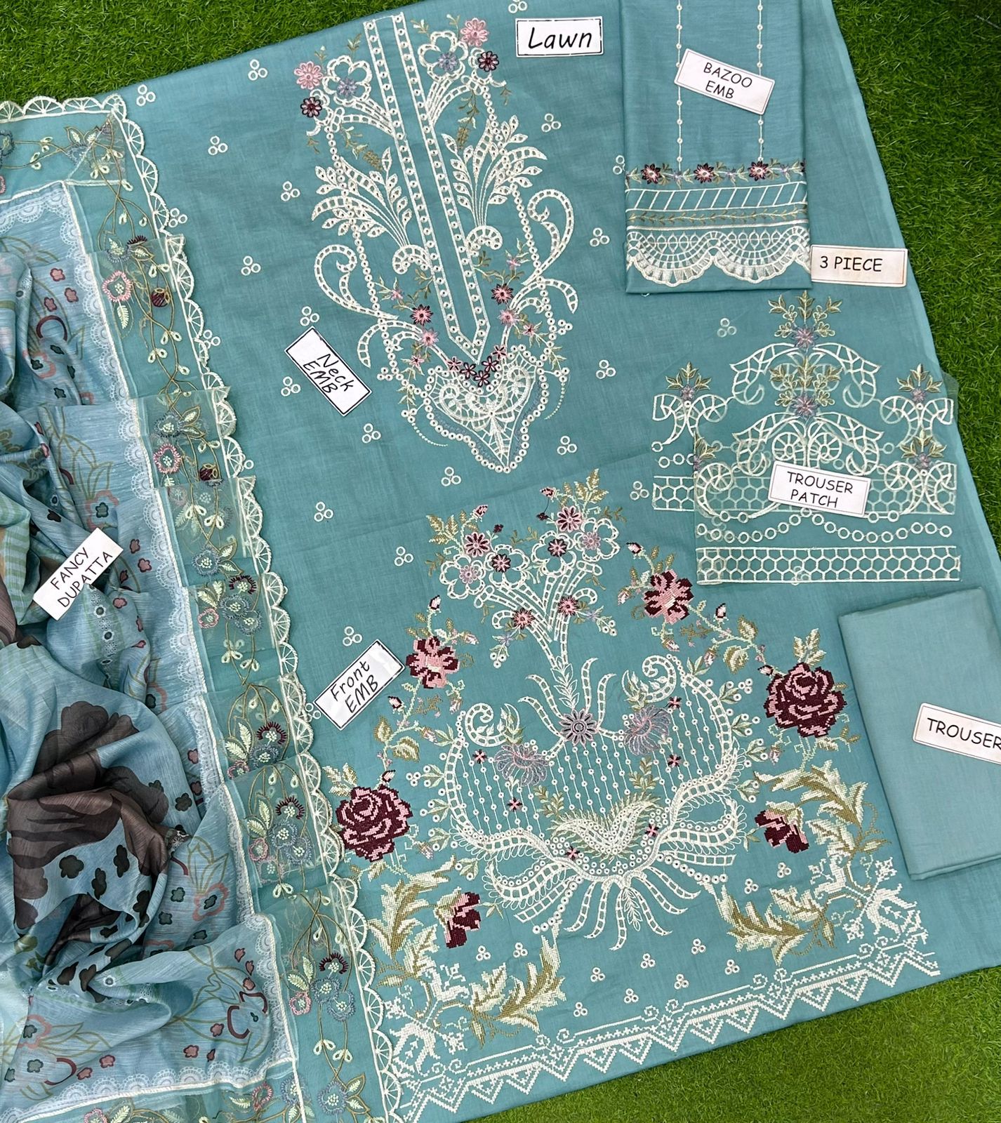Sobia Nazir premium Lawn shirt with neck and front heavy embroidery.