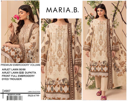 MARIA.B digital printed and Front head embroidered Lawn, new arrival