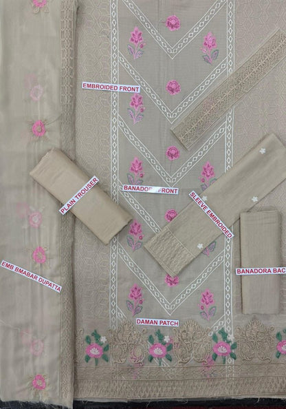 BANADORA LAWN 100-100*
3pc embroidered**Neck,Daman patch embroidered*