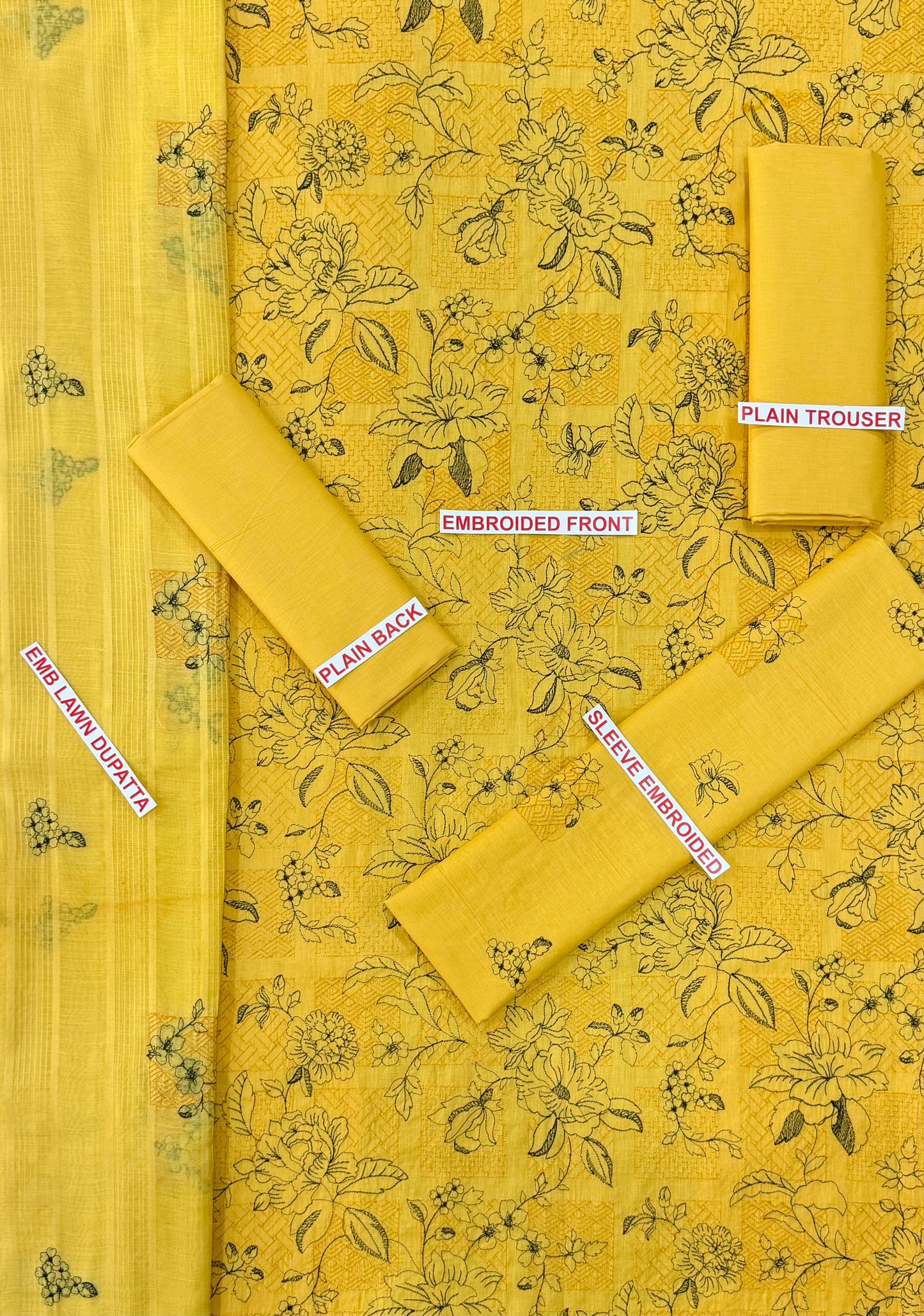 Bareezé 🟡 *FABRIC*LAWN 90/70*3pc