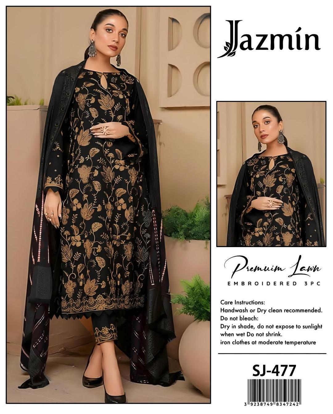 Women's unstitched embroidered dress 3pcs