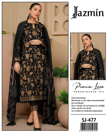 Women's unstitched embroidered dress 3pcs