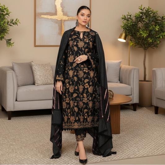 Women's unstitched embroidered dress 3pcs