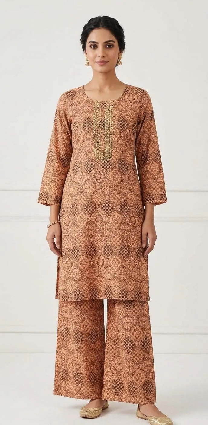 Arabic Lawn, with peach block 2Pcs