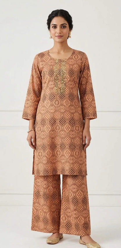 Arabic Lawn, with peach block 2Pcs