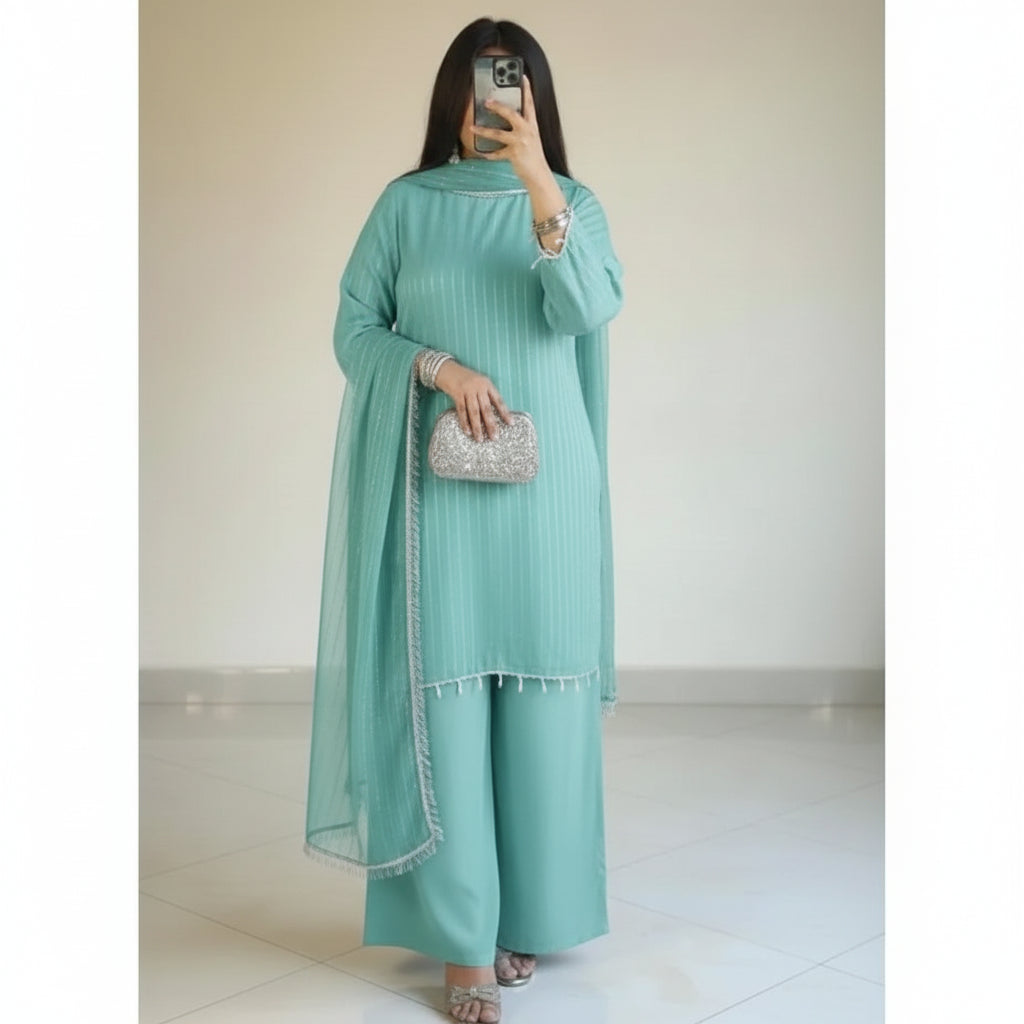 Shamooz silk patchwork suit 3PCS