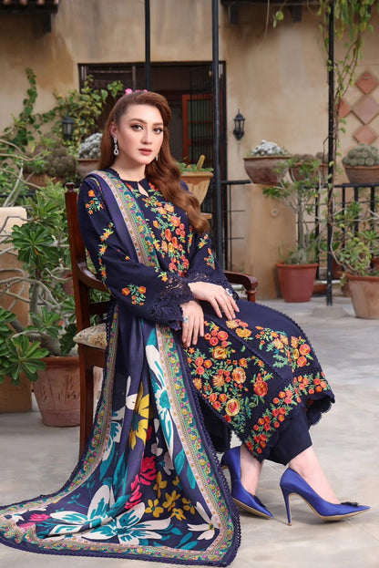 Aneela's embroidered lawn shirt and  printed Monark duppata