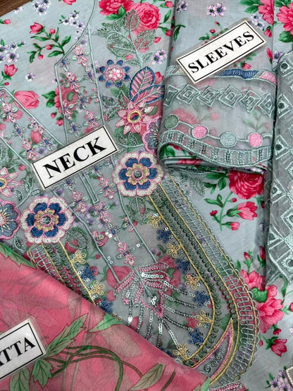 Iznik UnStitched Fabric Lawn