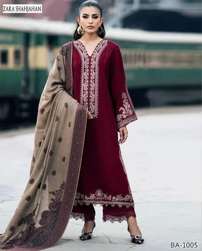 Maroon embroidered suit 2 pieces