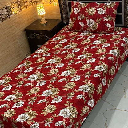 Alkaram 4Pc Mix Cotton Single Pair Bedsheets  4 colours