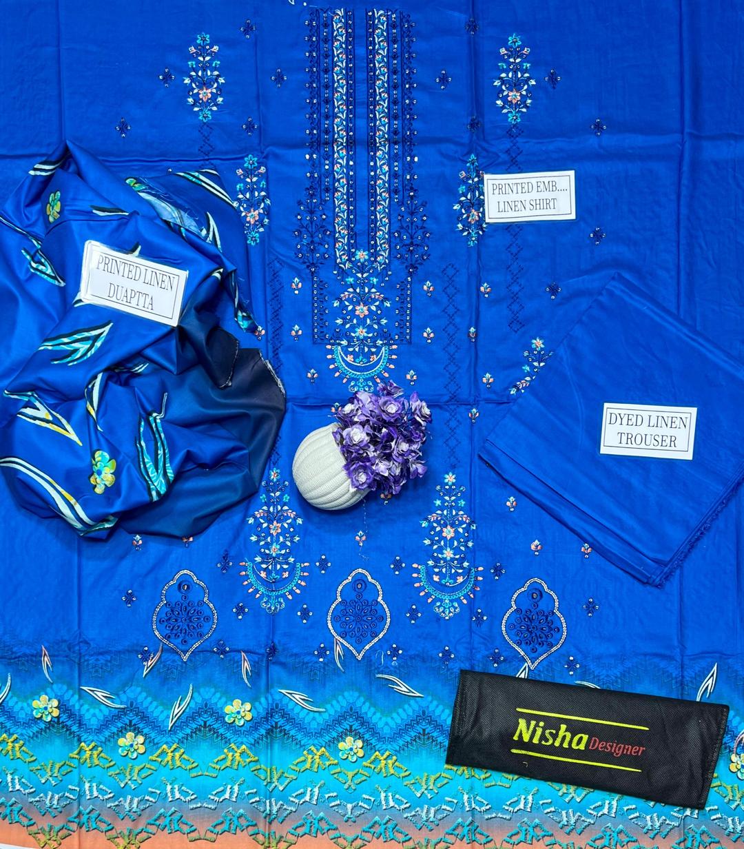 Women's unstitched linen printed dress