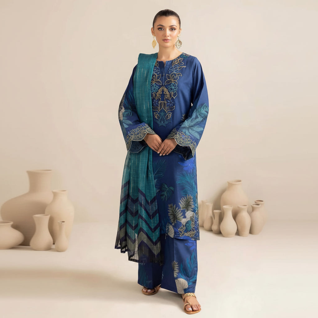 LAWN Fabric PCS, Front Lawn Printed,Daman Embroidery Patch