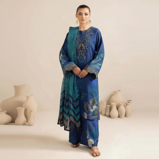 LAWN Fabric PCS, Front Lawn Printed,Daman Embroidery Patch
