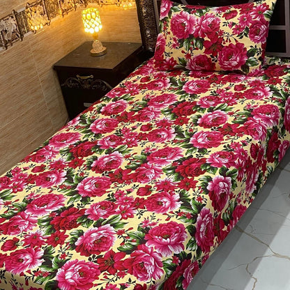 Alkaram 4Pc Mix Cotton Single Pair Bedsheets  4 colours