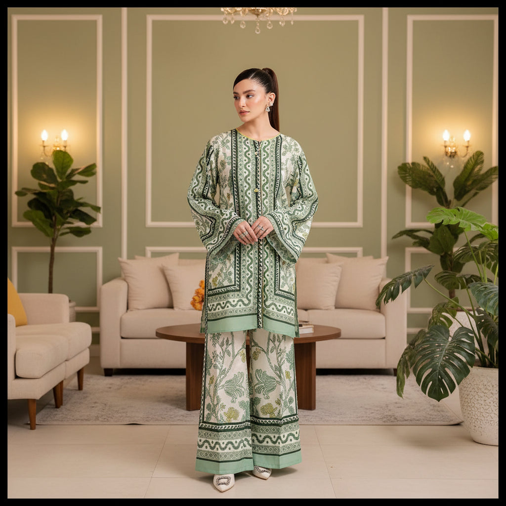 Swiss lawn printed shirt and trouser
