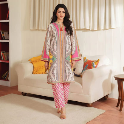 New arrival stitched 2 PCs printed shirt, trouser