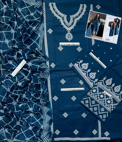 ZARA SHAHJAHAN”SUMMER, new arrival 3pc, front full embroidered