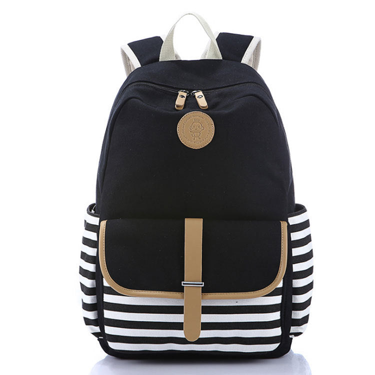 Girls imported canvas school bag pack with strips