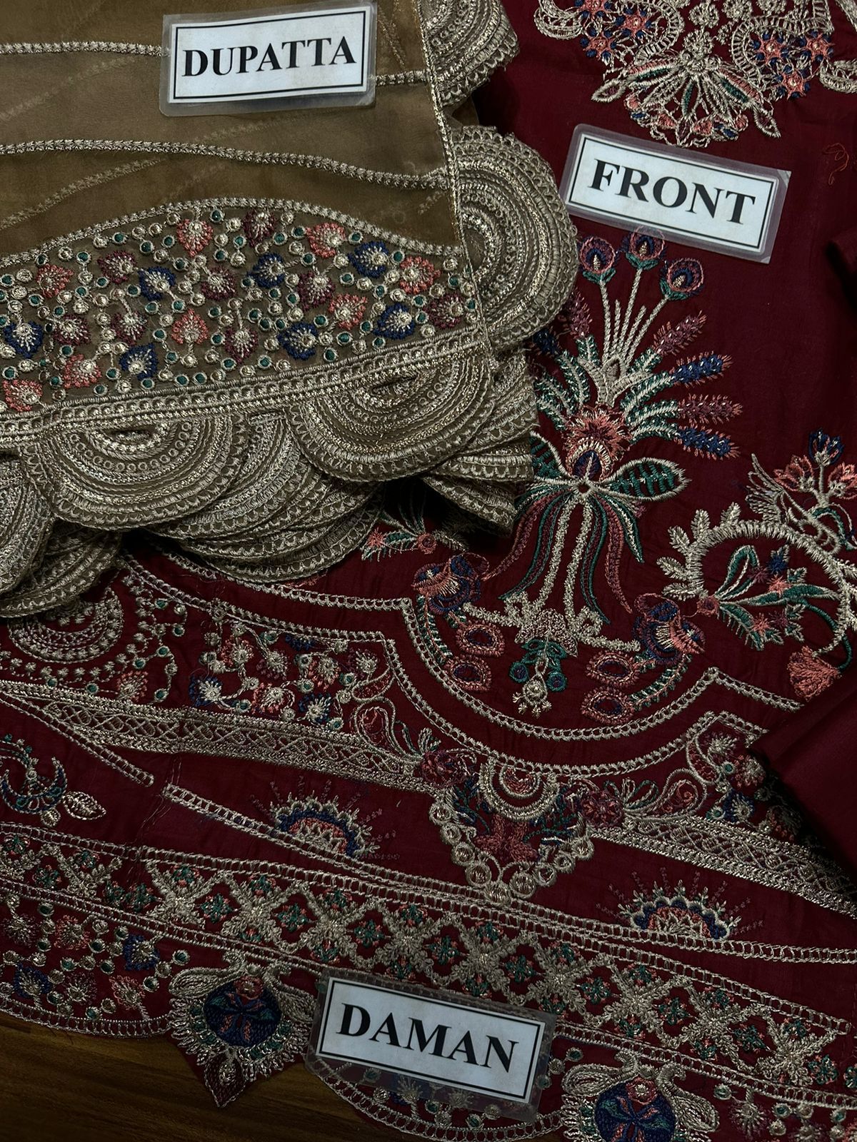 JAZMIN*Unstitched ReplicaFABRICLAWN COTTON Suit With ORGANZA Dupatta