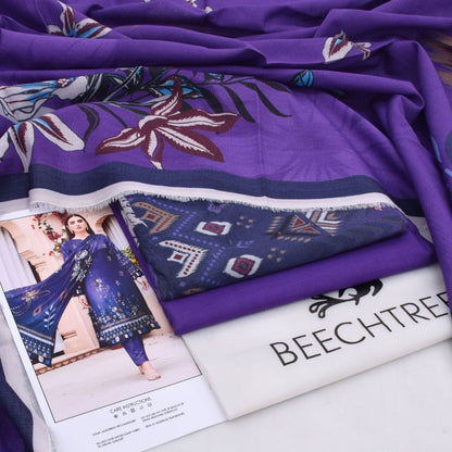 Beechtree, Digital Printed Chamki Lawn Shirt With Chamki Lawn Dupata Plain Dyed Trouser