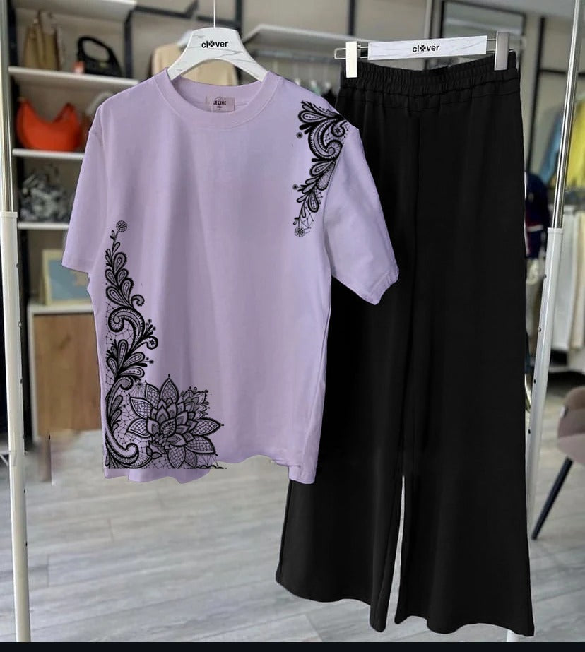 New Cotton Jersey,Flower Printed Night Suits for Girls and Women
