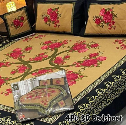 4Pc 3D Panel Bedsheet 25 design