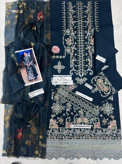 🍂*_Qalamkar 4045_*🍂*Luxury Embroidered 3-Piece*