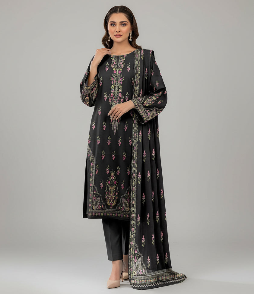 Mausummery,digital lawn shirt, plain dyed trouser,lawn dupatta