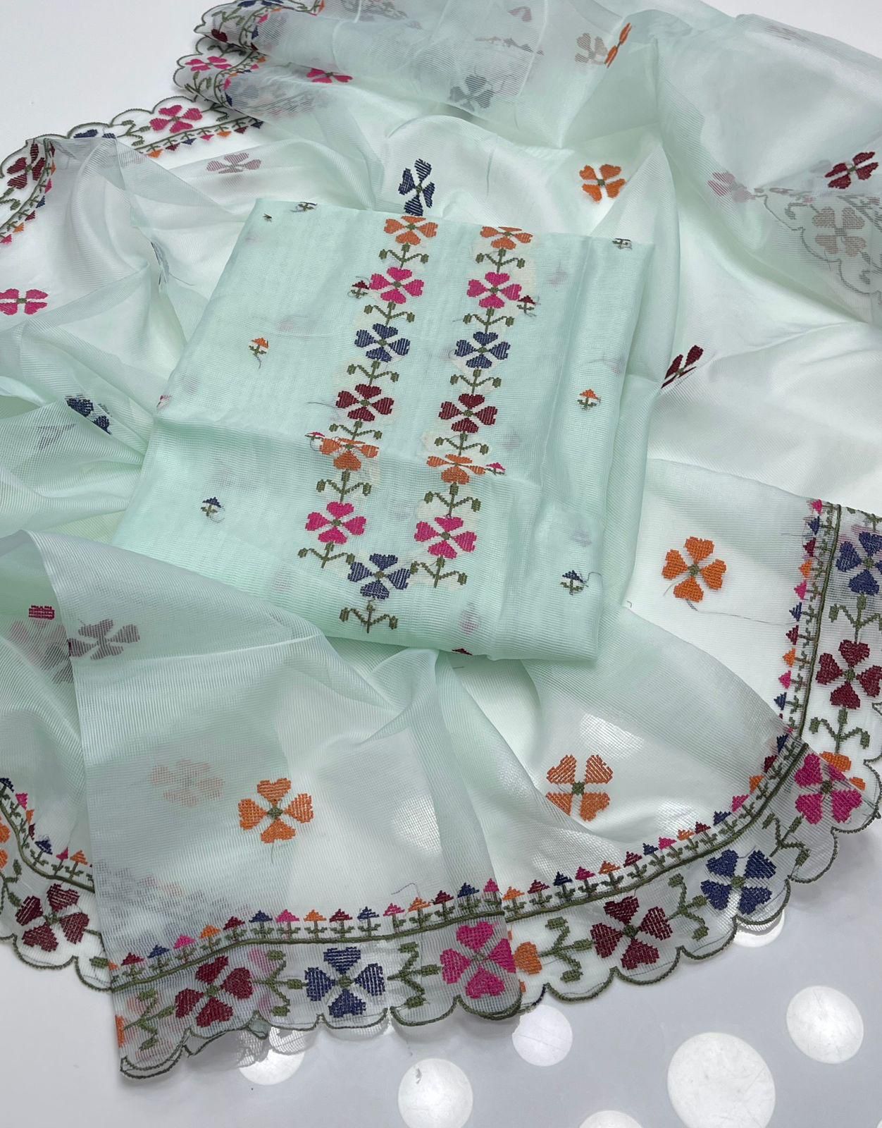 New Arrival's, 2 pc Dress,
Shirt Khaddi net cross stitch embroidered