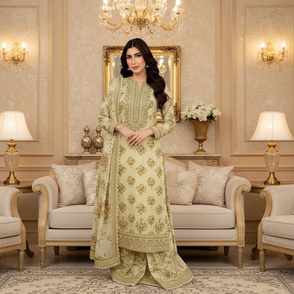 Aneela, Printed Lawn Shirt,Trouser,Plain Trouser & Lawn Dupatta