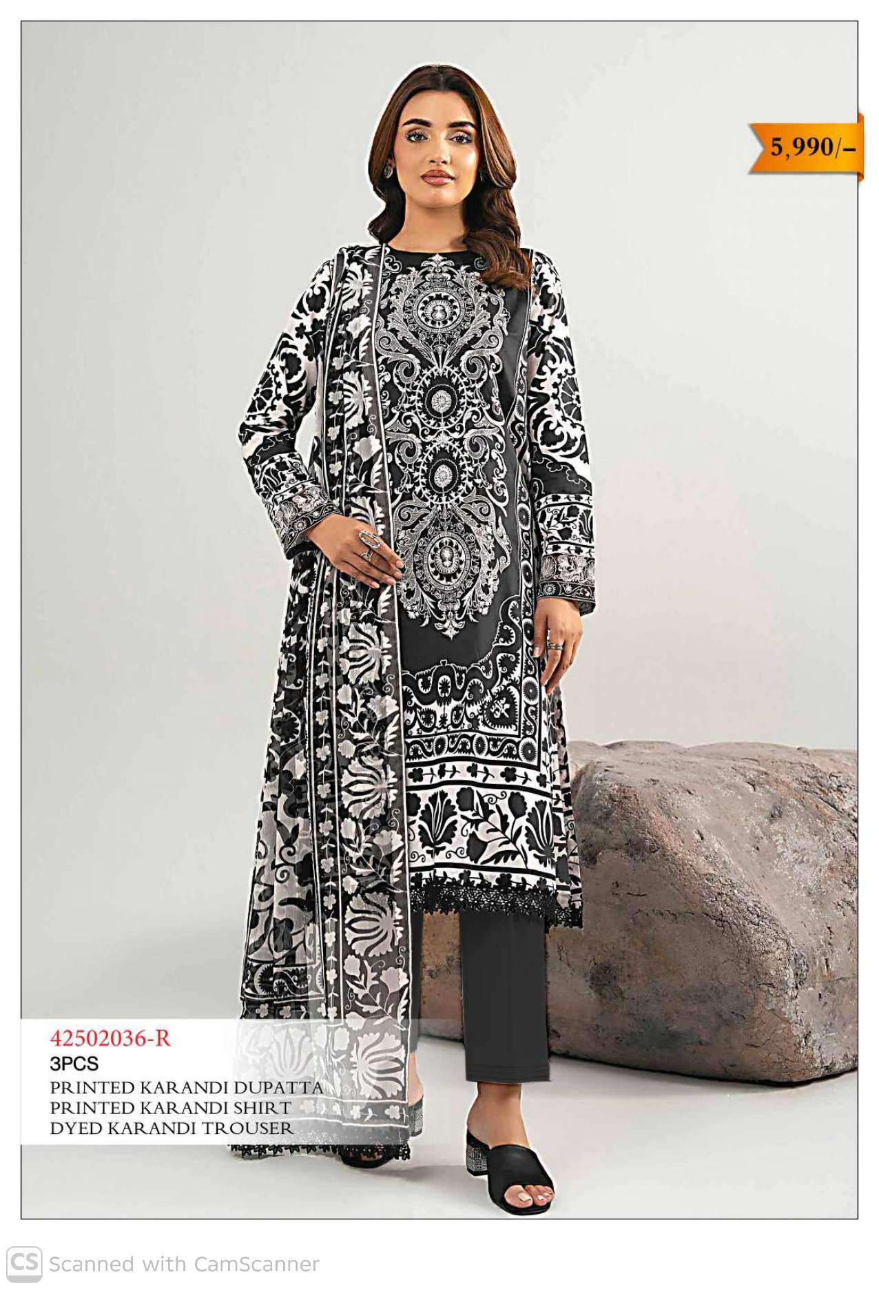 Ladies printed Karandi dress