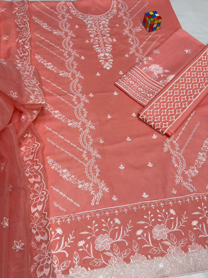 *AZURE 5177🍂Luxury Embroidered 3-Piece: Best Export Quality Airjet Lawn (90/70)*