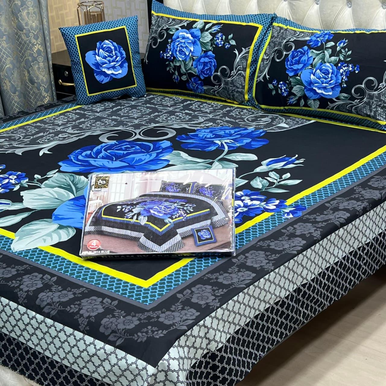 3 D PANAL BEDSHEET CRYSTAL COTTON 4 PCS