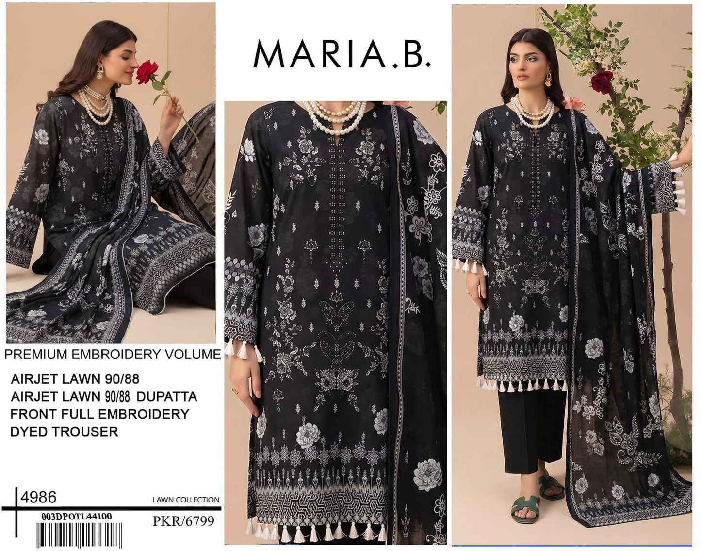 MARIA.B digital printed and Front head embroidered Lawn, new arrival
