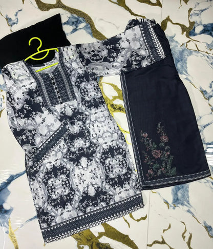 Arabic printed lawn kurta and shalwar 2 pcs