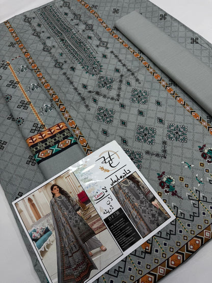 Hajra Eman, (حاجرہ ایمان) Lawn 90/70, Pannel sequence Embroidered 40 design and color