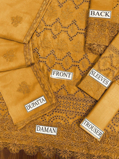 Kahf fine quality lawn, Fully Heavy Embroidered Lawn Front With Chikenkari Work