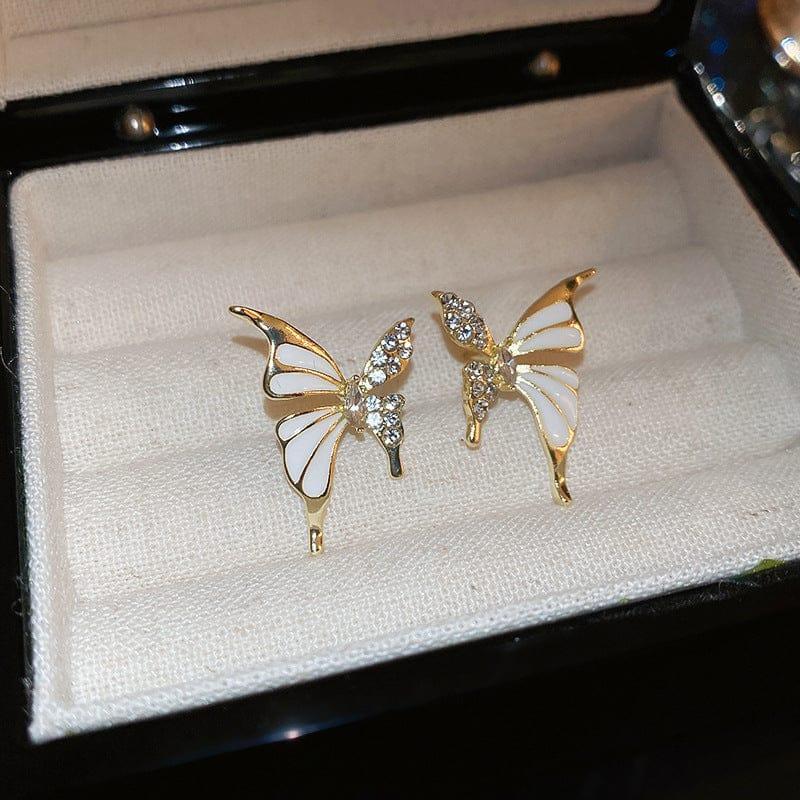 Butterfly earring gold plated with stone