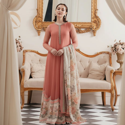 Shamoze Silk Fancy Neck Work