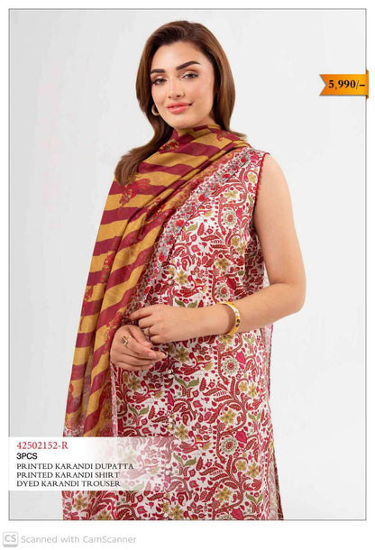Ladies printed Karandi dress