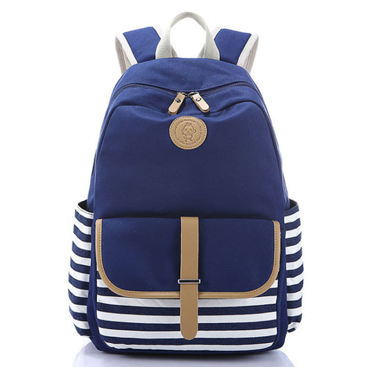 Girls imported canvas school bag pack with strips