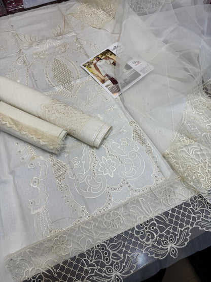 Maria B, Luxury lawn with khaddi net embroidered dupatta
